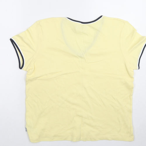 BHS Womens Yellow Cotton Ringer T-Shirt Size 18 V-Neck