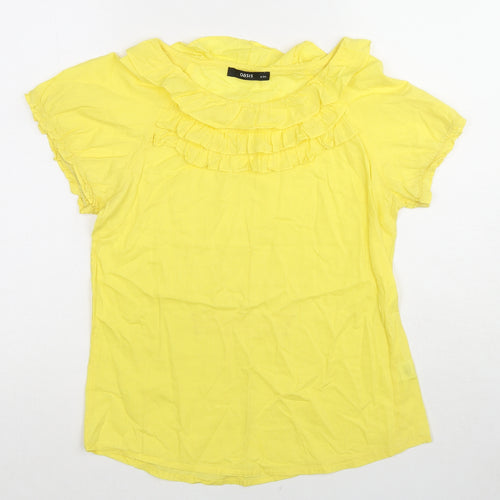 Oasis Womens Yellow Cotton Basic Blouse Size 8 Boat Neck