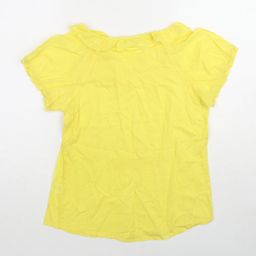 Oasis Womens Yellow Cotton Basic Blouse Size 8 Boat Neck