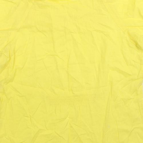 Oasis Womens Yellow Cotton Basic Blouse Size 8 Boat Neck
