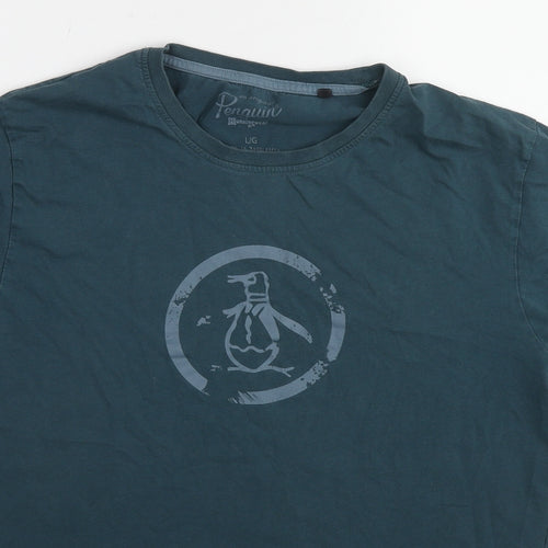Original Penguin Mens Green Cotton T-Shirt Size L Round Neck