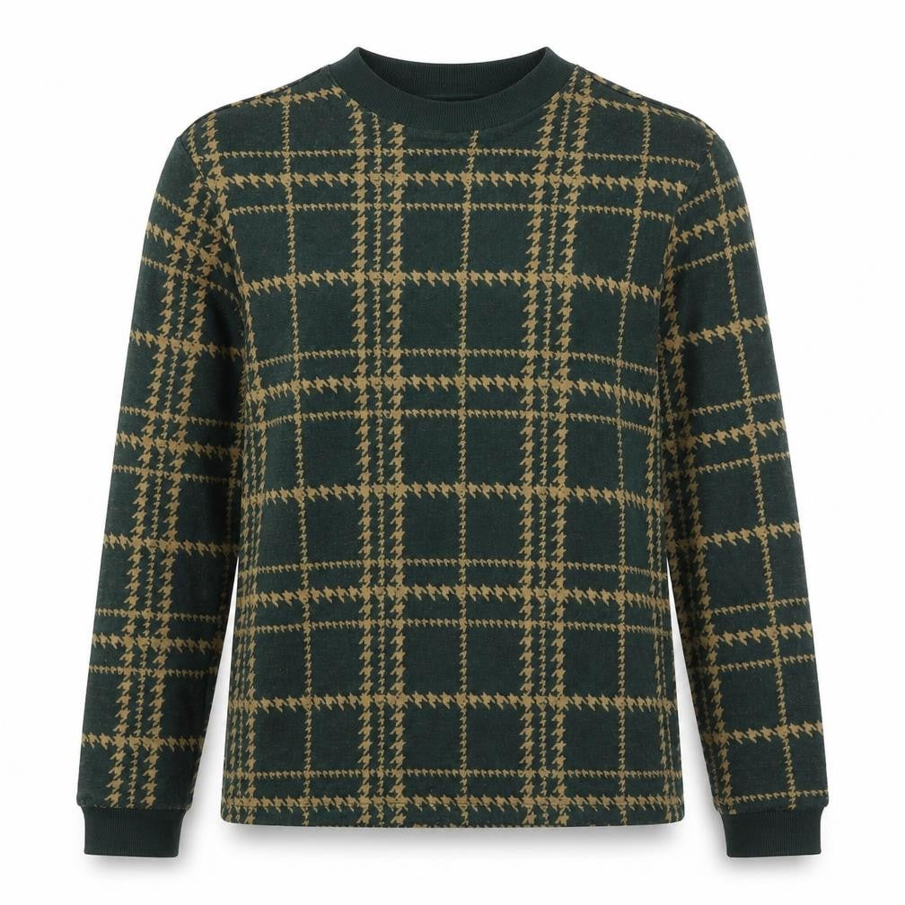 Front view of Next women’s green plaid viscose pullover sweatshirt, size UK 10, pullover