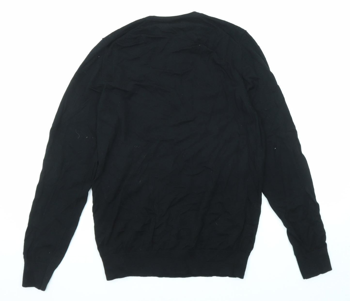 Autograph Mens Black Round Neck Wool Pullover Jumper Size M Long Sleeve