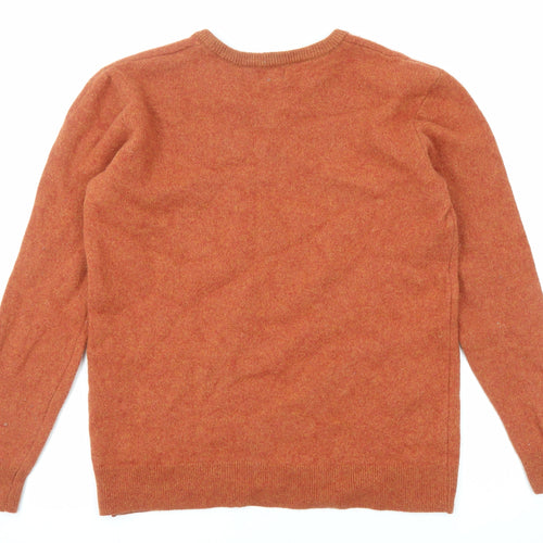 Lincoln Mens Orange V-Neck Wool Pullover Jumper Size 3XL Long Sleeve