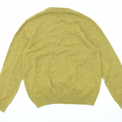 Marks and Spencer Mens Green Round Neck Wool Pullover Jumper Size L Long Sleeve