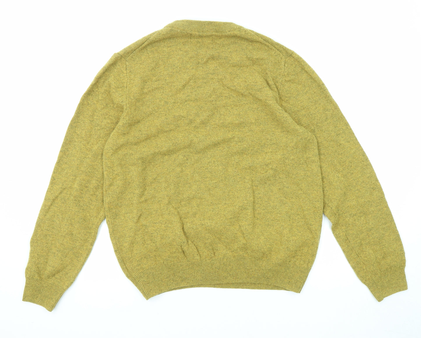 Marks and Spencer Mens Green Round Neck Wool Pullover Jumper Size L Long Sleeve