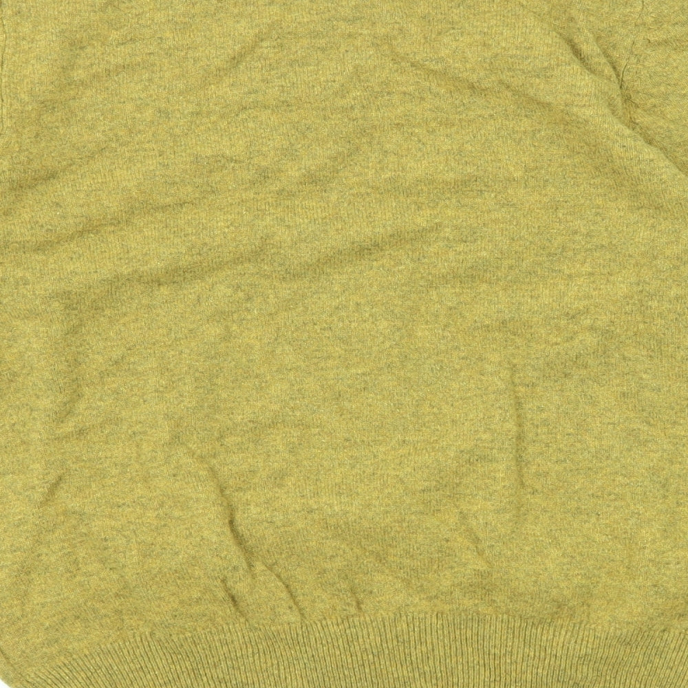 Marks and Spencer Mens Green Round Neck Wool Pullover Jumper Size L Long Sleeve