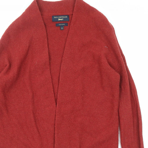 Paul Costelloe Womens Red V-Neck Wool Cardigan Jumper Size 10