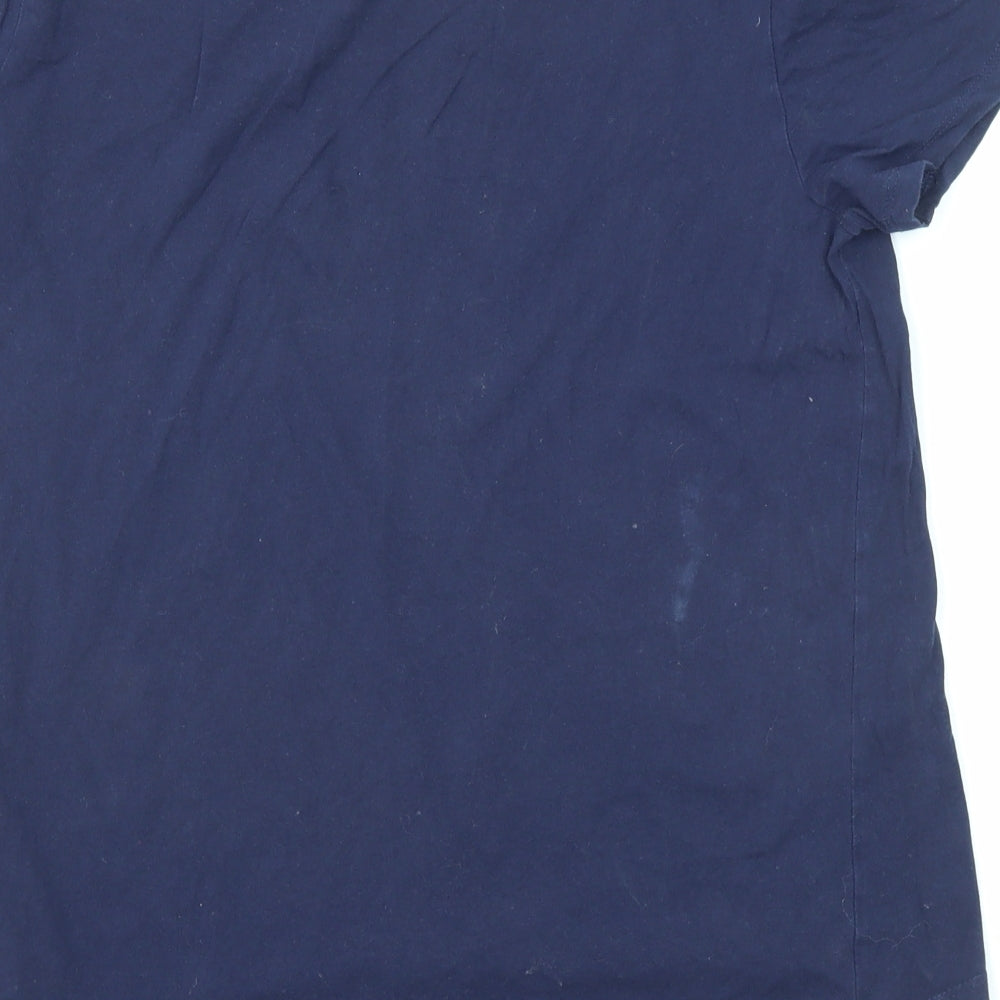 Zara Womens Blue Cotton Basic T-Shirt Size M Round Neck