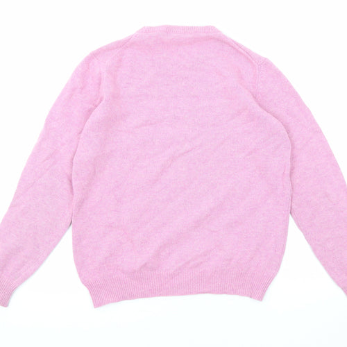 Woolovers Womens Pink Round Neck Wool Pullover Jumper Size S