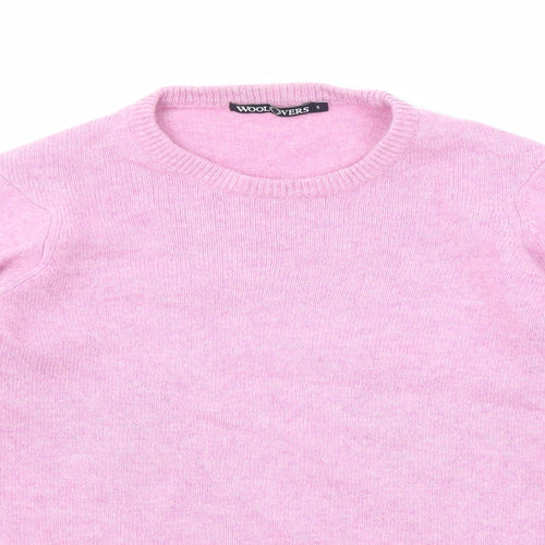 Woolovers Womens Pink Round Neck Wool Pullover Jumper Size S