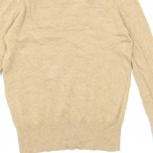 Zara Womens Beige V-Neck Viscose Pullover Jumper Size S