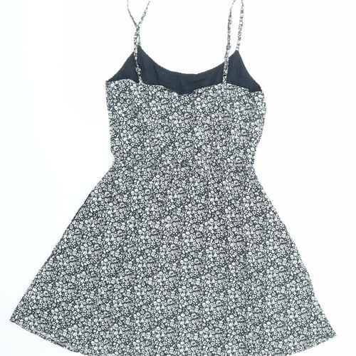 Jack Wills Womens Black Floral Cotton A-Line Size 8 Round Neck Pullover