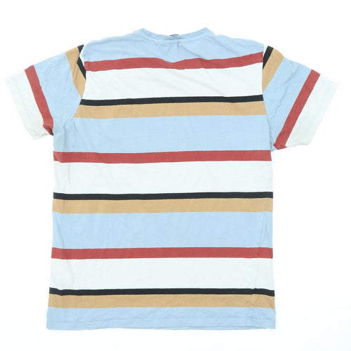 NEXT Mens Multicoloured Striped Cotton T-Shirt Size S Round Neck