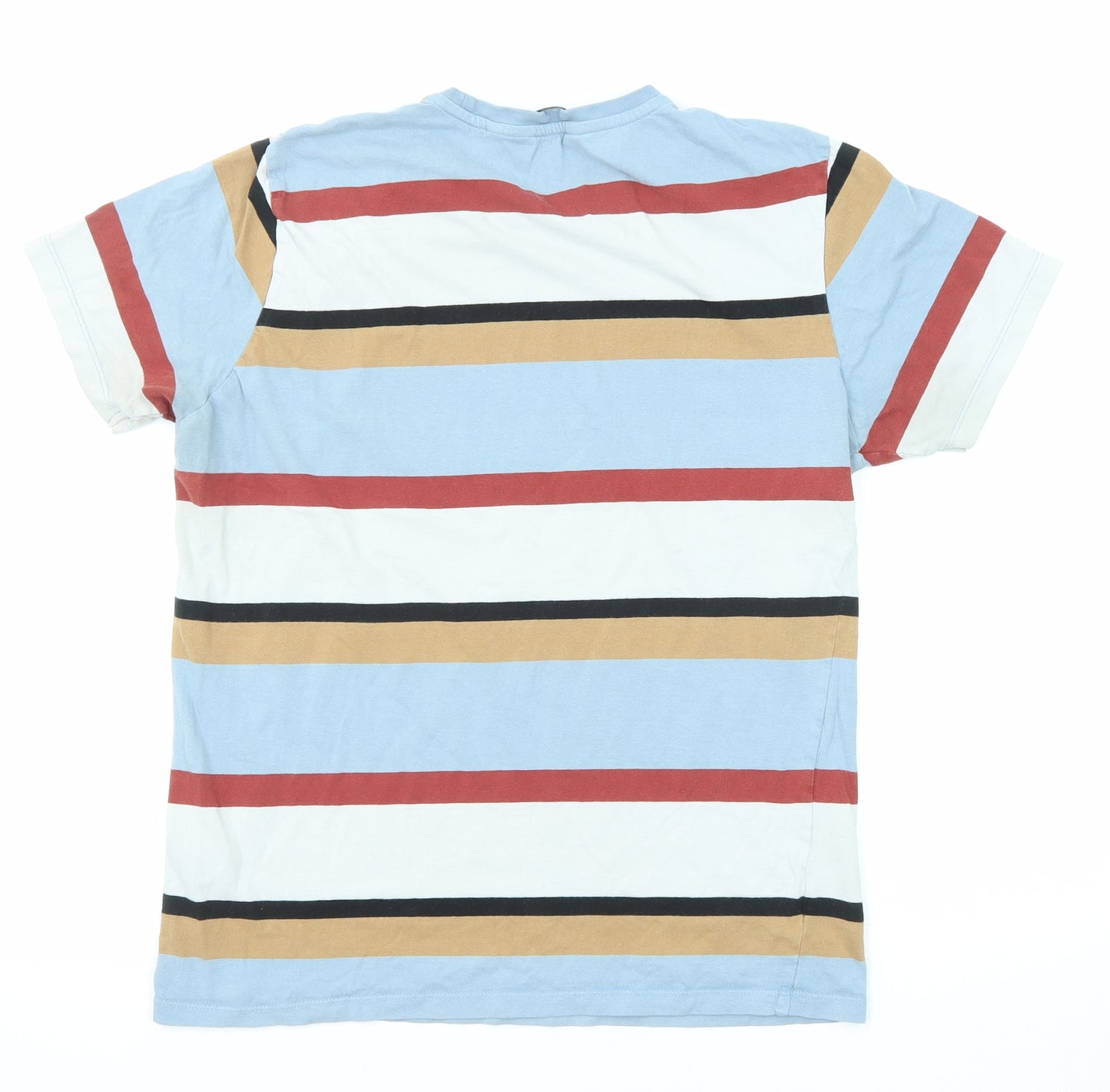 NEXT Mens Multicoloured Striped Cotton T-Shirt Size S Round Neck