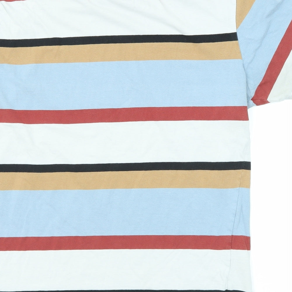 NEXT Mens Multicoloured Striped Cotton T-Shirt Size S Round Neck