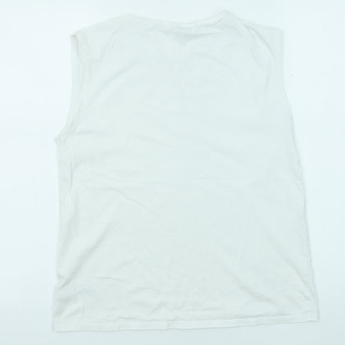 NEXT Womens White Cotton Basic Tank Size 8 Round Neck