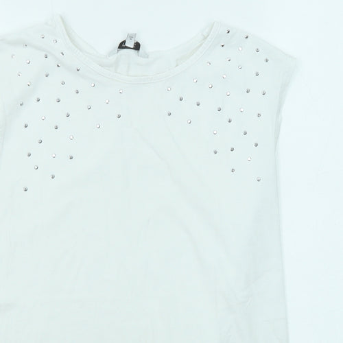 NEXT Womens White Cotton Basic Tank Size 8 Round Neck