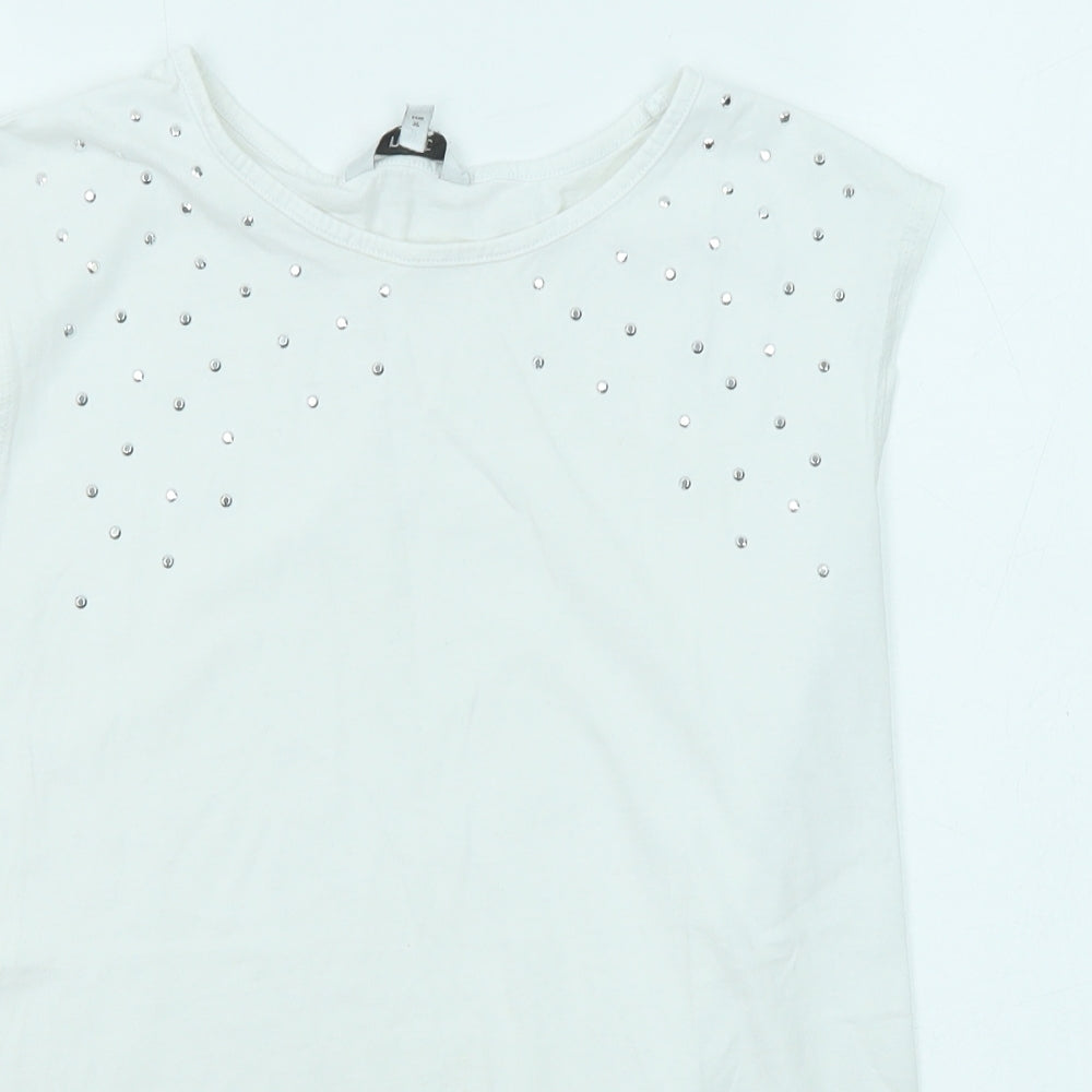 NEXT Womens White Cotton Basic Tank Size 8 Round Neck