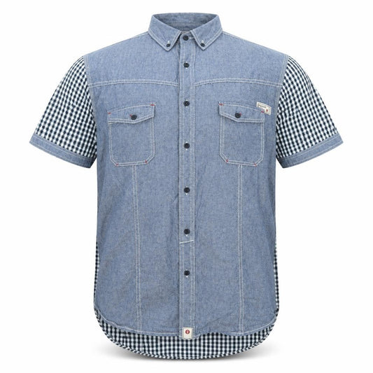 Resistance Mens Blue Check Cotton Button-Up Size XL Collared Button