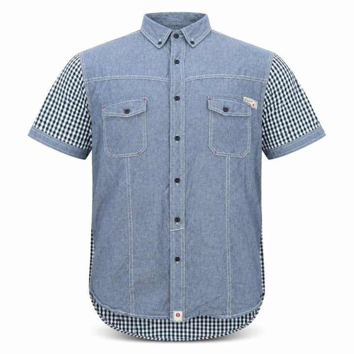 Resistance Mens Blue Check Cotton Button-Up Size XL Collared Button