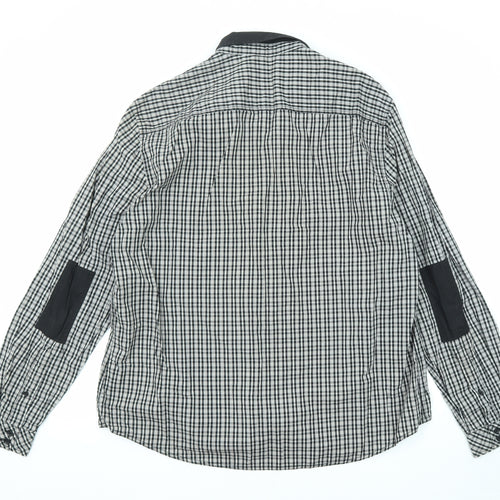 Goodsouls Mens Black Check Cotton Button-Up Size 2XL Collared Button - Elbow patches