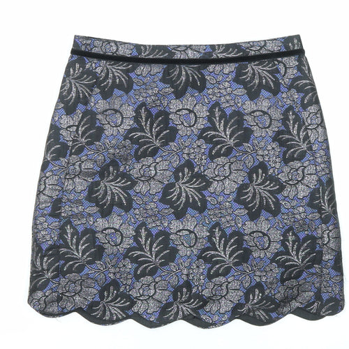 Oasis Womens Multicoloured Floral Polyester A-Line Skirt Size 8 Zip