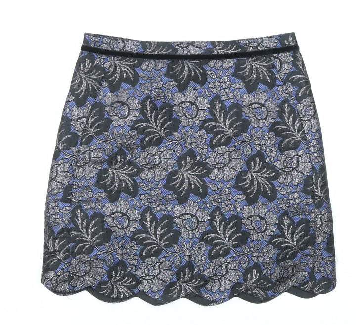 Oasis Womens Multicoloured Floral Polyester A-Line Skirt Size 8 Zip