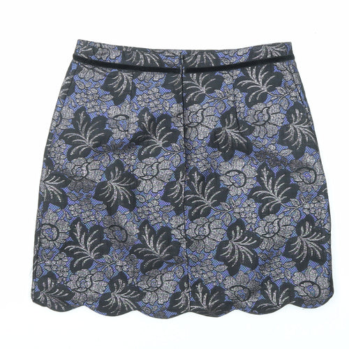 Oasis Womens Multicoloured Floral Polyester A-Line Skirt Size 8 Zip