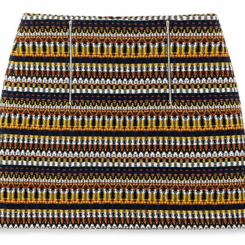 Mango Womens Multicoloured Geometric Cotton A-Line Skirt Size 10 Zip