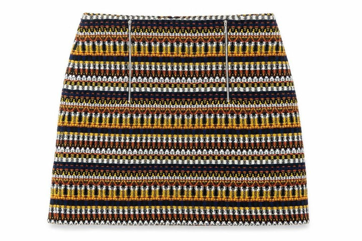 Mango Womens Multicoloured Geometric Cotton A-Line Skirt Size 10 Zip
