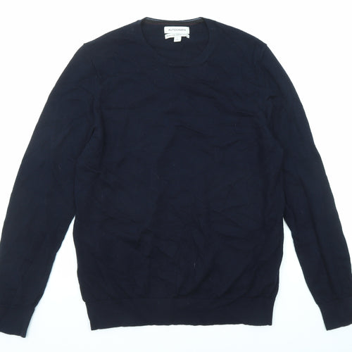 Autograph Mens Blue Round Neck Wool Pullover Jumper Size L Long Sleeve