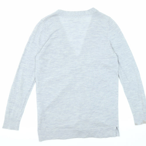 NEXT Womens Grey V-Neck Wool Cardigan Jumper Size 12