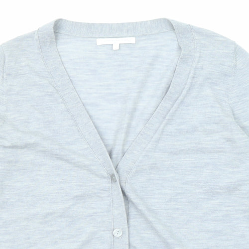 NEXT Womens Grey V-Neck Wool Cardigan Jumper Size 12