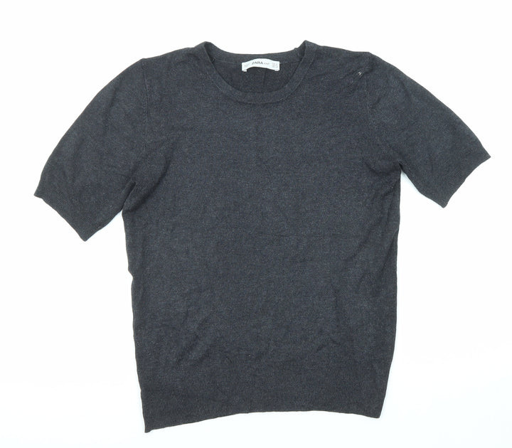 Zara Womens Grey Round Neck Acrylic Pullover Jumper Size M