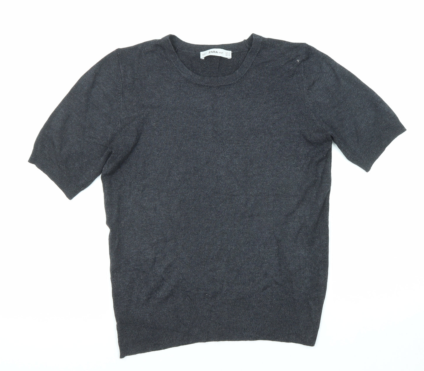 Zara Womens Grey Round Neck Acrylic Pullover Jumper Size M