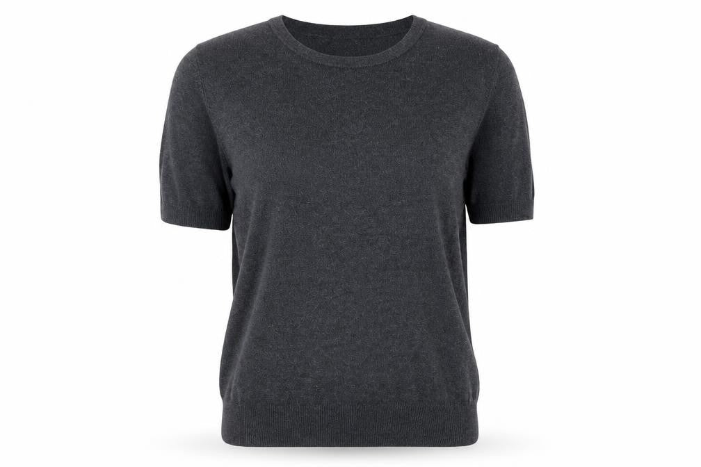 Front view of Zara women’s grey round neck acrylic jumper, size M