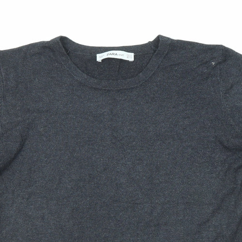 Zara Womens Grey Round Neck Acrylic Pullover Jumper Size M