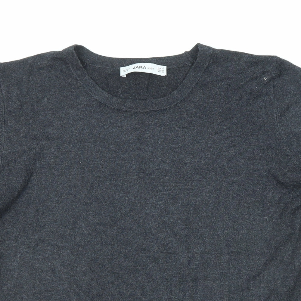 Zara Womens Grey Round Neck Acrylic Pullover Jumper Size M