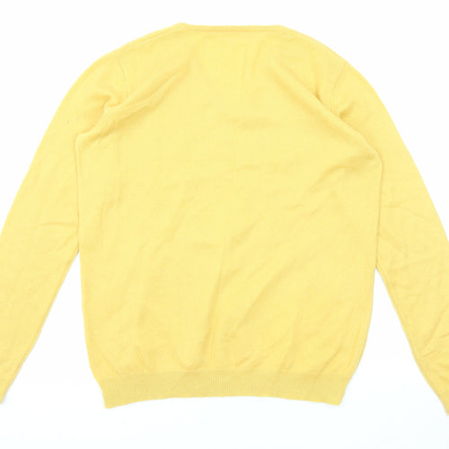Woolovers Womens Yellow V-Neck Acrylic Pullover Jumper Size M