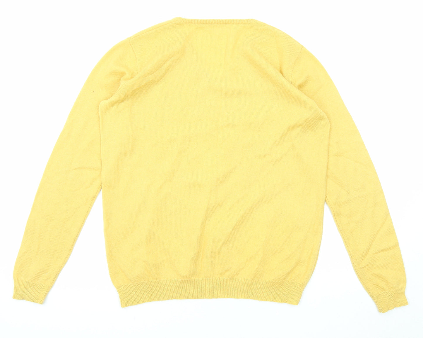 Woolovers Womens Yellow V-Neck Acrylic Pullover Jumper Size M