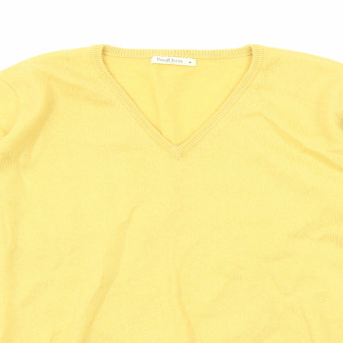 Woolovers Womens Yellow V-Neck Acrylic Pullover Jumper Size M