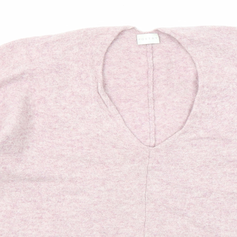 Poetry Womens Pink V-Neck Cashmere Pullover Jumper Size 16 - Size 16-18
