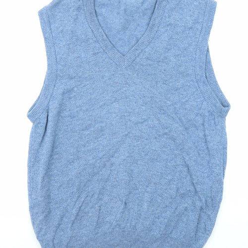 St Michael Mens Blue V-Neck Wool Vest Jumper Size L Sleeveless