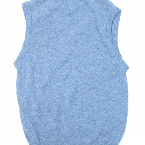 St Michael Mens Blue V-Neck Wool Vest Jumper Size L Sleeveless