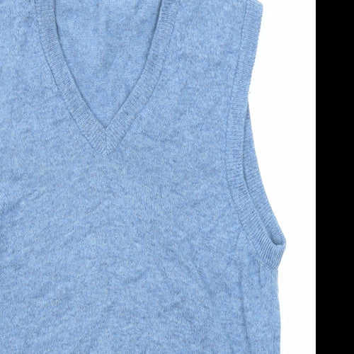 St Michael Mens Blue V-Neck Wool Vest Jumper Size L Sleeveless