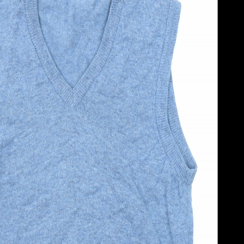 St Michael Mens Blue V-Neck Wool Vest Jumper Size L Sleeveless