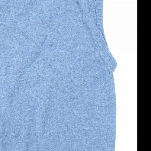 St Michael Mens Blue V-Neck Wool Vest Jumper Size L Sleeveless