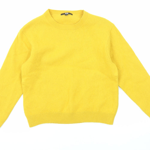 Uniqlo Womens Yellow Round Neck Wool Pullover Jumper Size S