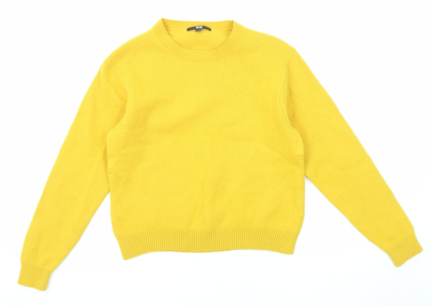 Uniqlo Womens Yellow Round Neck Wool Pullover Jumper Size S